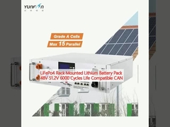 LiFePo4 Rack Mounted Lithium Battery Pack 48V 51.2V 6000 κύκλοι Ζωή συμβατό CAN